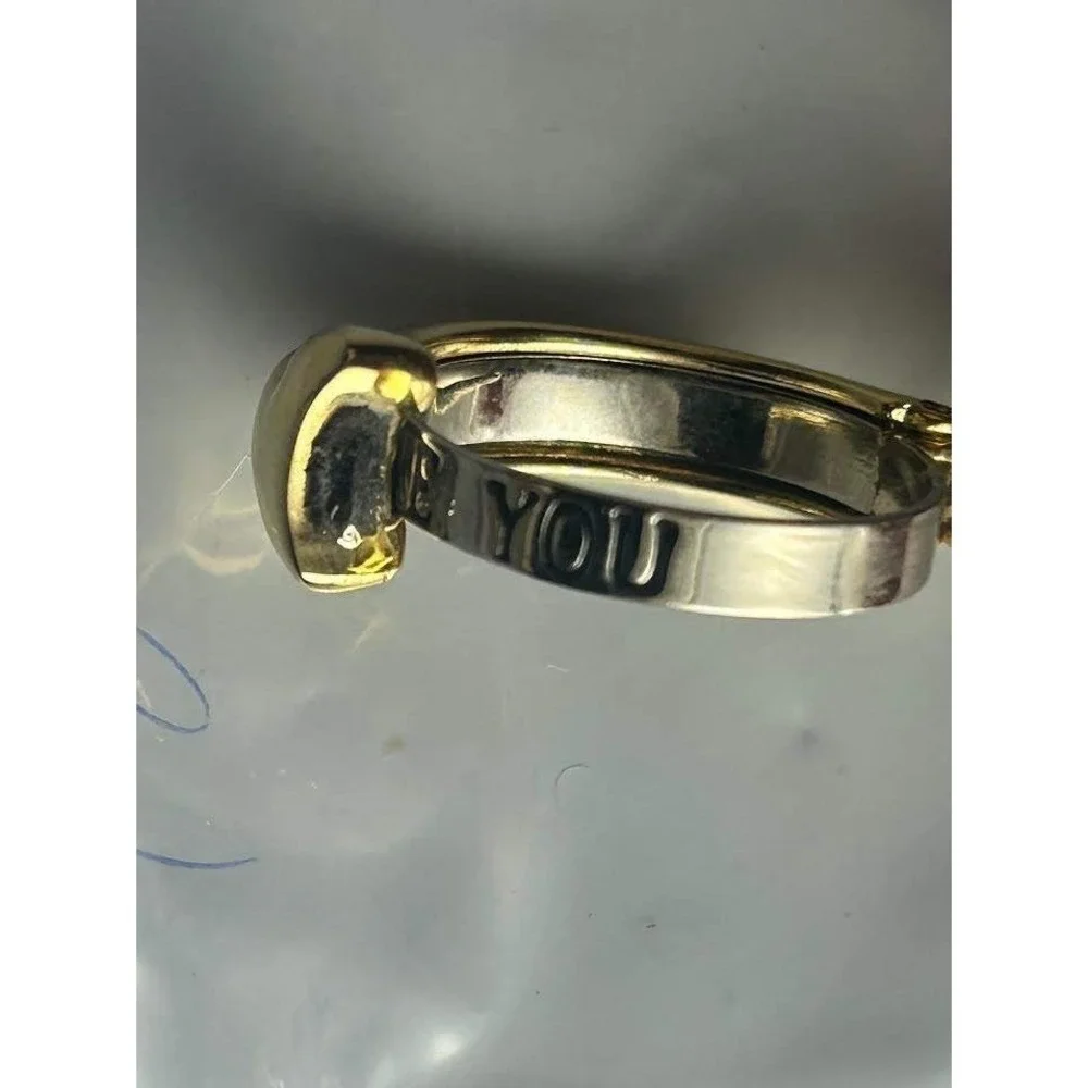 Gold Tone Heart Shape Ring Women Adjustable Band Fashion Jewelry Ring Size: 7.75